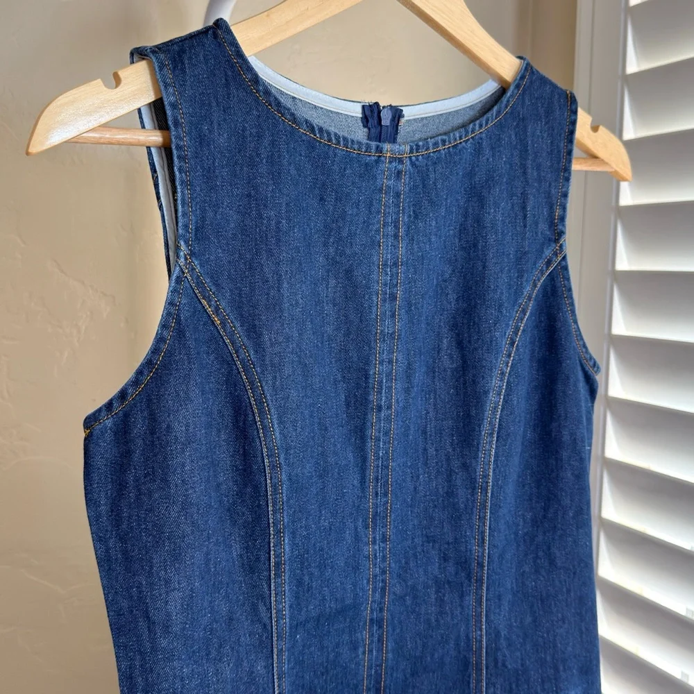 Commense 100% Cotton Sleeveless Denim Mini Dress Blue NWT Small Soft Lightweight - Picture 6 of 10